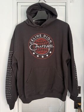 Celine Dion XXL Courage Tour Hoodie Sweatshirt with Sleeve Text